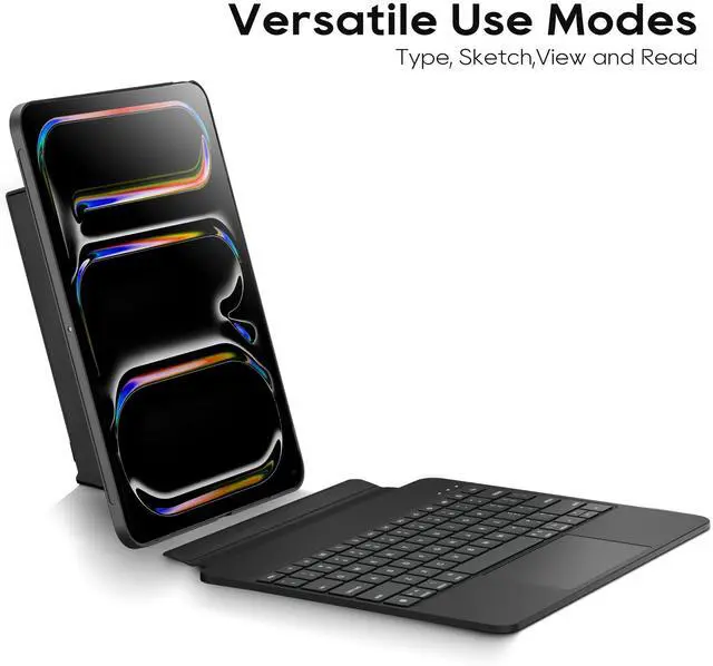 Alt view image 3 of 5 - edaiser Detachable Keyboard Case for Apple iPad Air 13 inch (M2) 2024 & iPad Pro 12.9 inch 6th/5th/4th/3rd Generation: Wireless Backlit Keyboard with Trackpad, Magnetic Protective Cover