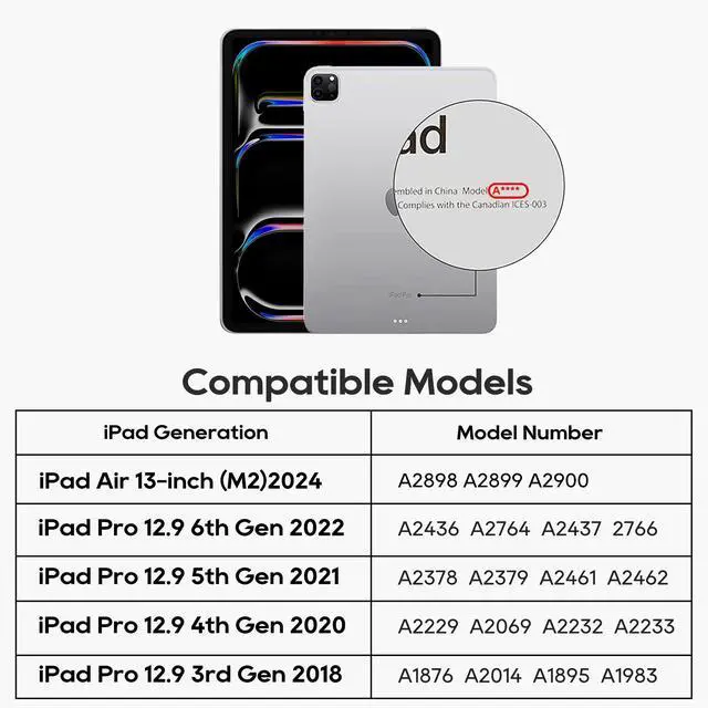 Alt view image 5 of 5 - edaiser Detachable Keyboard Case for Apple iPad Air 13 inch (M2) 2024 & iPad Pro 12.9 inch 6th/5th/4th/3rd Generation: Wireless Backlit Keyboard with Trackpad, Magnetic Protective Cover