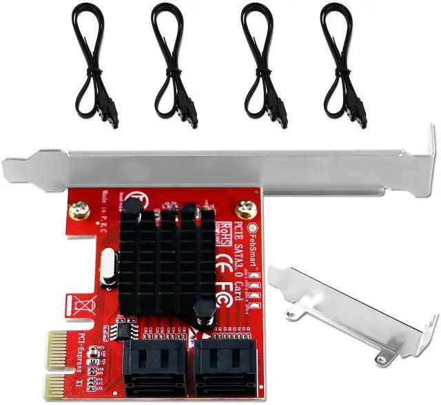 Main image of FebSmart PCIE 3.0 to 4-Ports 6Gbps SATA III Expansion Card for Desktop PCs, ASMedia ASM1064 None-Raid PCIE 3.0 SATA III Host Controller, Plug and Play on Windows OS, MAC OS, Linux System (FS-S4-Pro)