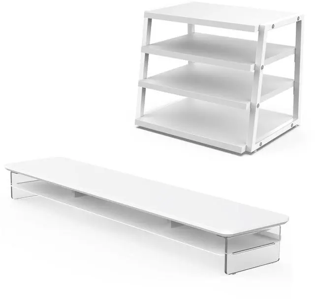 Alt view image 2 of 5 - Fenge Acrylic Monitor Stand Riser & 4 Tier Desktop File Organizer