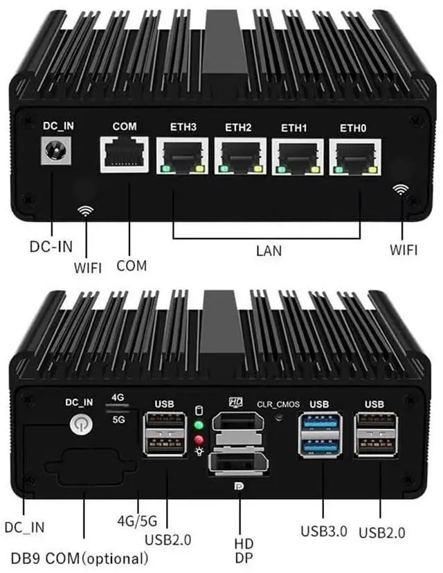 Alt view image 3 of 5 - Firewall Micro Appliance N150(Upgraded N100, 4C/4T),4X i226-V 2.5G Fanless Mini PC,6*USB,1*HDMI,1*DP 1*RJ45 COM,Industrial s Mini PC PVE ESXi