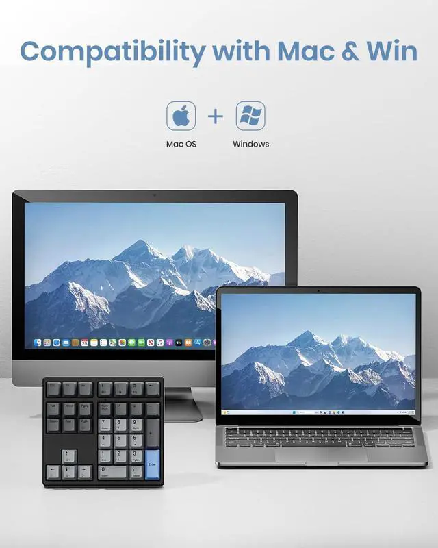 Alt view image 2 of 5 - FJADRAR Mechanical Number Pad, 34 Key Hot Swappable Numpad with Gateron Brown Switches, USB Wired Numeric Keypad with PBT Keycaps White Backlit Number Pad for Laptop, MacBook,PC Desktop