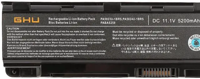 Alt view image 3 of 5 - GHU New Battery 58 WH Replacement for PA5024U-1BRS PA5025U-1BRS PA5026U-1BRS PABAS259 PABAS260 Compatible with Satellite C875 C855 C855D L855 L875 M840 P875 P845 P855 P875 S855 PABAS261 PA5027U-1BRS