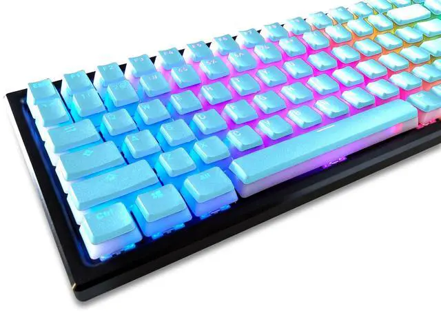 Main image of Glacier Frosted Keycaps, PBT, Double Shot, OEM Profile, Shine Through Legends, for Mechanical Keyboard Compatible with 60%/65%/75%/80%/96%/100% (Blue)