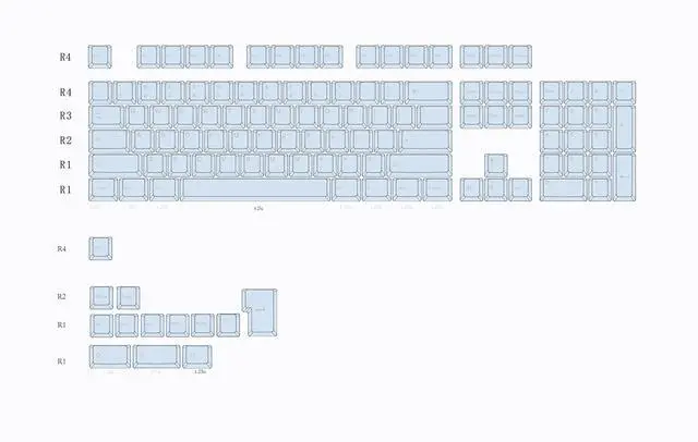 Alt view image 3 of 5 - Glacier Frosted Keycaps, PBT, Double Shot, OEM Profile, Shine Through Legends, for Mechanical Keyboard Compatible with 60%/65%/75%/80%/96%/100% (Blue)