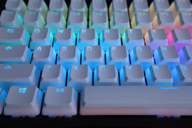 Alt view image 4 of 5 - Glacier Frosted Keycaps, PBT, Double Shot, OEM Profile, Shine Through Legends, for Mechanical Keyboard Compatible with 60%/65%/75%/80%/96%/100% (Blue)