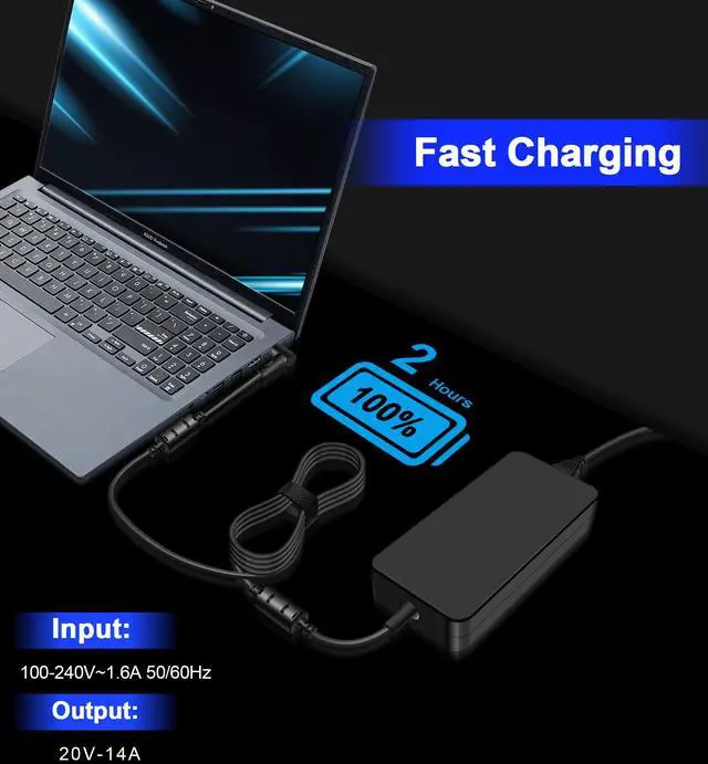 Alt view image 3 of 5 - 280W 6.0x3.7mm Charger for ASUS ROG Strix G15 G513R G513Q, G17 G713R G713Q, Scar 15 G532L G533Z, 17 G732L G733Z, Hero Scar III G731G G531G G703G Laptop Power 20V 14A