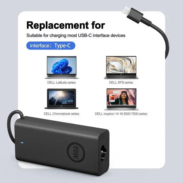 Alt view image 3 of 5 - 100W 65W 45W Dell Laptop Charger USB C for Latitude 5420 5540 5340 5290 7440 7420 Precision 5480 3580 3480 3581 5680 Inspiron 14 16 5000 7000 5430 7430 7440 5630 7630 2-in-1 7640 Power Cord
