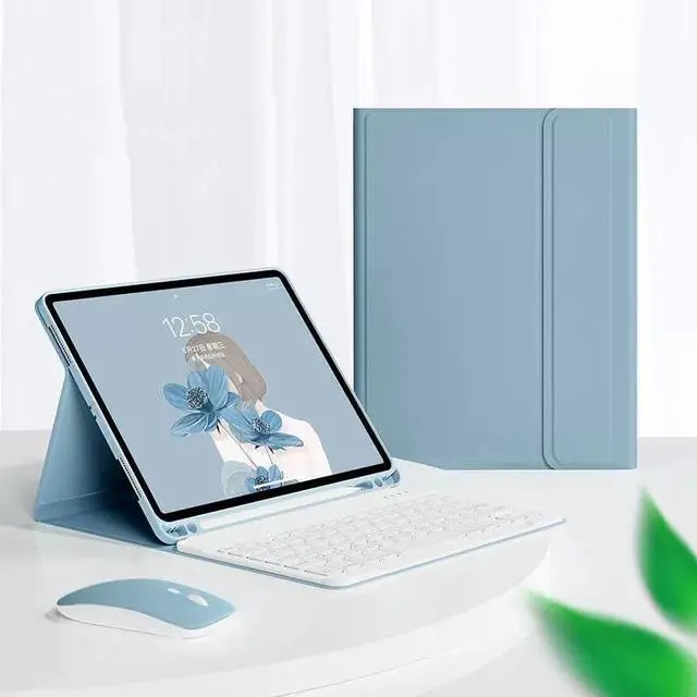 Alt view image 5 of 5 - kaidisen Backlit keyboard for iPad 10th Generation Keyboard Case with Mouse, Detachable Backlight Color Keyboard Case for iPad 10,Light Blue+White