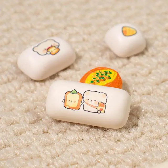Alt view image 5 of 5 - Hunfuthr PBT Keycaps Cute MOG Profile Keycap, 140 Keys Pink Round Keycaps Set, Kawaii Custom Dye-Sublimation Keycap for 100% 75% 65% 60% Cherry Mx Mechanical Keyboard (Bread Bear)