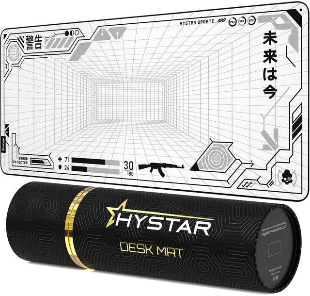 Main image of Hystar® Extended Gaming Mouse Pad | XXL 36" x 16" | 5mm Thick, Waterproof Surface, Smooth Polyester Fabric, and Natural Rubber Base | Mainframe (Light)
