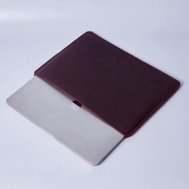 Alt view image 2 of 5 - INCARNE Leather Laptop Caase 14 inch Compatible with MacBook Pro 14 inch Sleeve, Laptop Carrying Case Made for MacBook Pro 14", Genuine Leather, Burgundy
