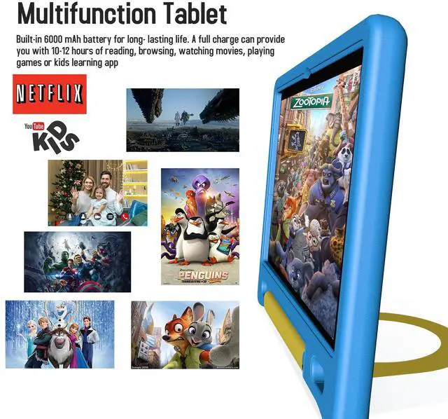 Alt view image 4 of 5 - Kids Tablet with Strap, Android 14 Tablet for Kids 10 inch , Toddler Tablet Octa-Core 64GB 1TB Expandable, Children's Tablet with Case, Bluetooth WiFi Parental Control Dual Camera, 12-hr battery