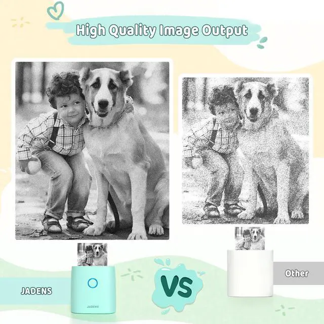 Alt view image 4 of 5 - JADENS Sticker Printer, Mini Printer for iPhone, Bluetooth Thermal Sticker Maker Machine, Pocket Inkless Phone Printer for Children's Gift, Study Notes, Learning Assistance, Journal(Green)