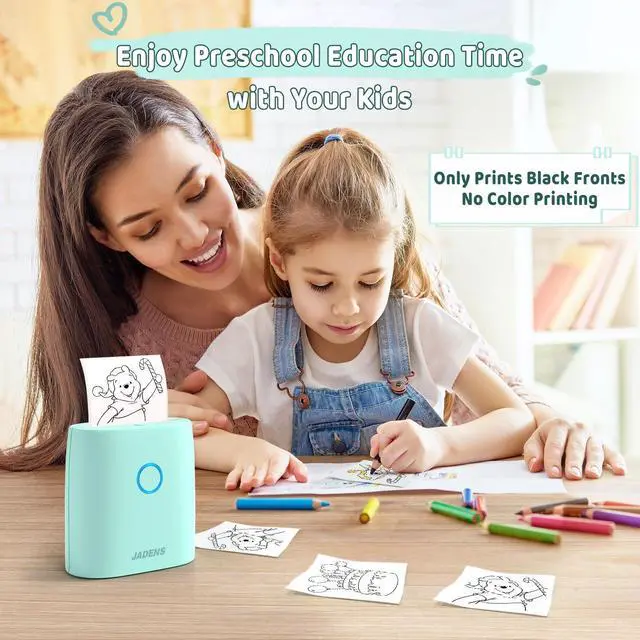 Alt view image 5 of 5 - JADENS Sticker Printer, Mini Printer for iPhone, Bluetooth Thermal Sticker Maker Machine, Pocket Inkless Phone Printer for Children's Gift, Study Notes, Learning Assistance, Journal(Green)