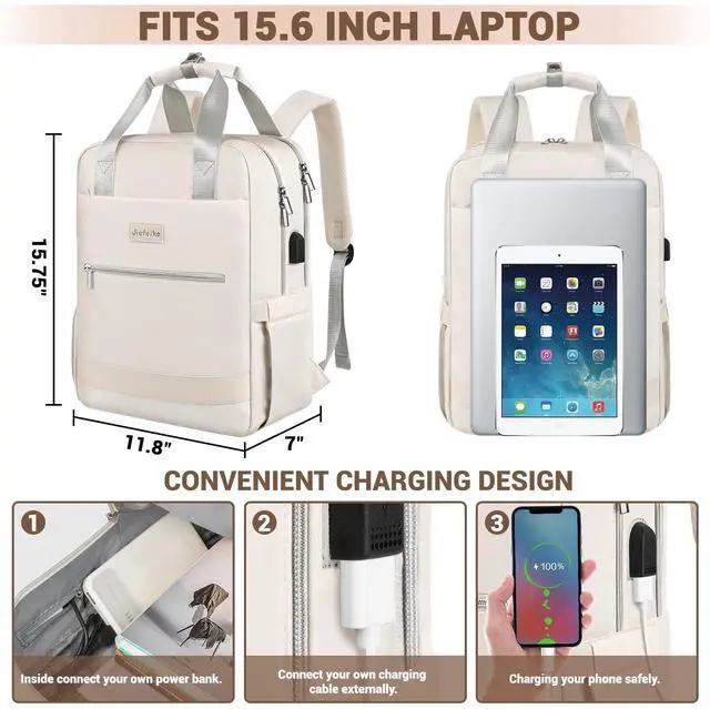 Alt view image 5 of 5 - Jiefeike Travel Backpack for Women,15.6 Inch Laptop Work Business Flight Approved Backpacks with USB Port,Large Water-Resistant Computer Back Pack Anti-theft Nurse Teacher Bag College School Bookbag
