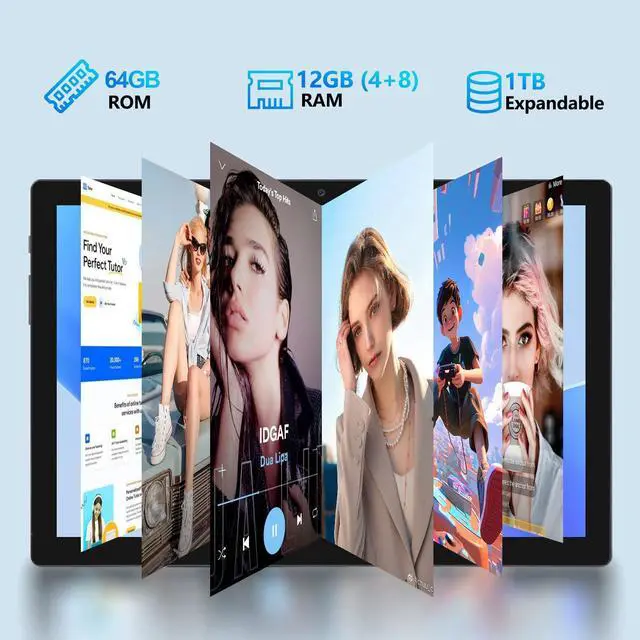 Alt view image 4 of 5 - ITMEIPC Tablet, Android 14 Tablet with 12GB (4+8) RAM 64GB ROM, Octa-Core Processor Tablet with Keyboard, Mouse, 10.1 Inch 1280 * 800 IPS Touch Screen, Dual Camera, WiFi 6, BT 5.4, 6000mAh Battery