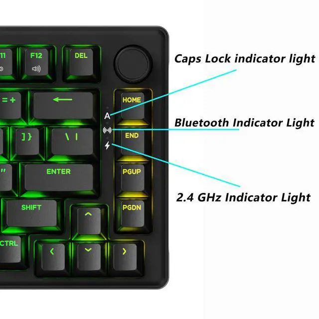Alt view image 5 of 5 - JamesDonkey J2 75% Wireless Mechanical Gaming Keyboard, Gasket 82 Keys Tri-Mode BT5.1/USB-C/2.4GHz RGB Backlit with Custom Knob Super Red Switch, PTB Keycap, QMK/VIA for Win/Linux/Mac