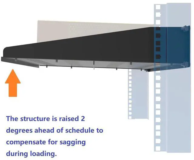 Alt view image 4 of 5 - JINGCHENGMEI 2U Vented Server Rack Shelf- Deep Adjustable Universal Rack Mount Cantilever Tray for 19" Network Equipment Rack & Cabinet,14-17 inches Deep, Black (2U14Inch)