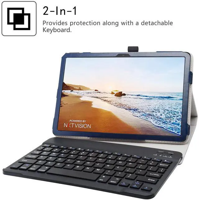 Alt view image 2 of 5 - JRTAL Compatible with TCL Tab 10 5G Keyboard Case,Premium Vegan PU Leather Detachable Keyboard Cover for 10.1" TCL Tab 10 5G TCL-9183W Metro by T-Mobile Tablet(Not fit TCL Tab Pro 5G TCL-9198S),Blue