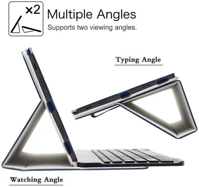 Alt view image 4 of 5 - JRTAL Compatible with TCL Tab 10 5G Keyboard Case,Premium Vegan PU Leather Detachable Keyboard Cover for 10.1" TCL Tab 10 5G TCL-9183W Metro by T-Mobile Tablet(Not fit TCL Tab Pro 5G TCL-9198S),Blue