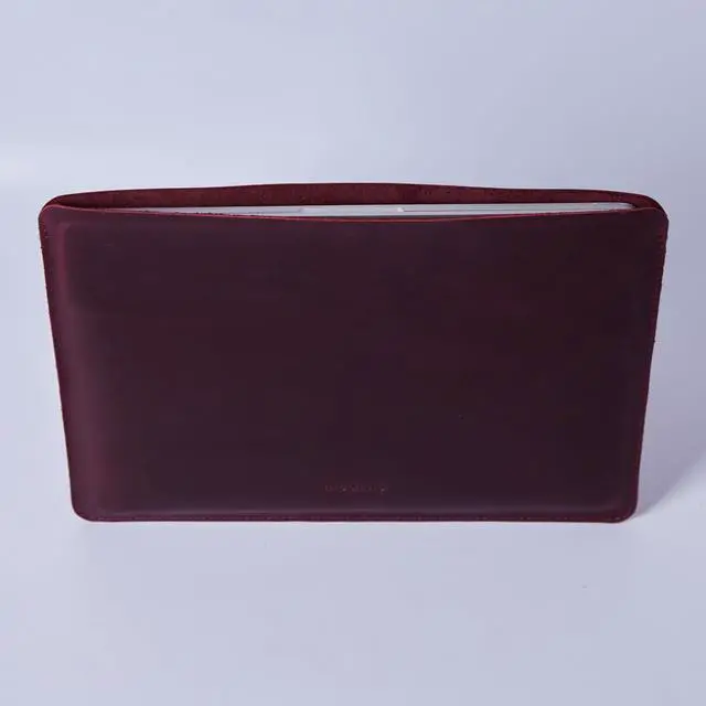 Alt view image 3 of 5 - INCARNE Leather Laptop Caase 14 inch Compatible with MacBook Pro 14 inch Sleeve, Laptop Carrying Case Made for MacBook Pro 14", Genuine Leather, Burgundy