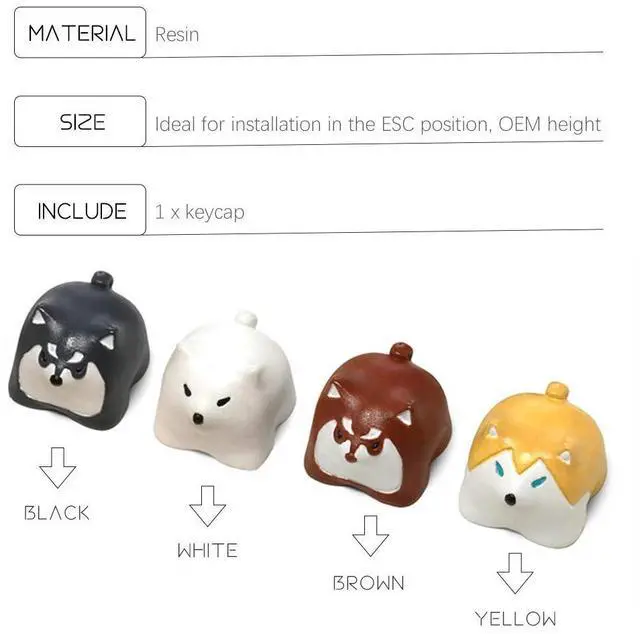 Alt view image 5 of 5 - Kelendle Personalized Cute Dog Resin Keycap OEM Profile Keycap Esc Keycap for Mechanical Keyboard MX Switch R4 (Brown)