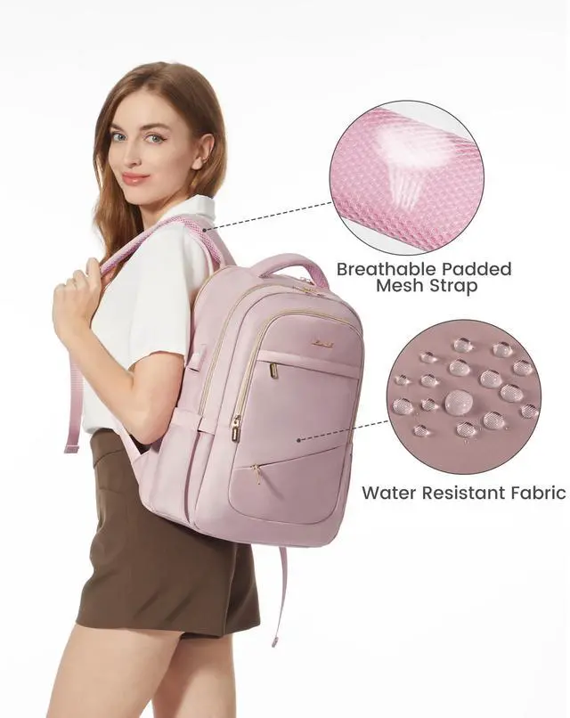 Alt view image 2 of 5 - LOVEVOOK Laptop Backpack for Women, Slim Business Laptops Bag with Separate Computer Compartment Stylish Daypack for College Work Travel, Fits 15.6" Laptop