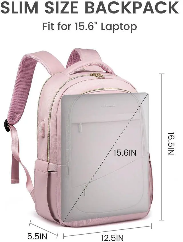 Alt view image 3 of 5 - LOVEVOOK Laptop Backpack for Women, Slim Business Laptops Bag with Separate Computer Compartment Stylish Daypack for College Work Travel, Fits 15.6" Laptop