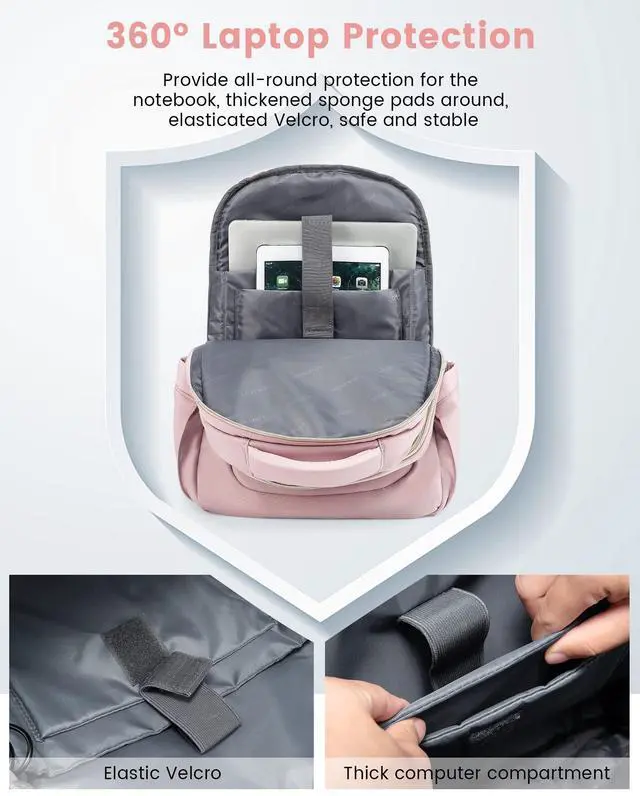 Alt view image 5 of 5 - LOVEVOOK Laptop Backpack for Women, Slim Business Laptops Bag with Separate Computer Compartment Stylish Daypack for College Work Travel, Fits 15.6" Laptop