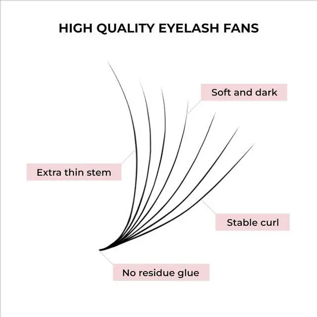 Alt view image 2 of 5 - MDC LASHES 500 Promades Eyelash Fans| 5D-20D, 0.03-0.05-0.07 Thickness, C/CC/D Curls, 8-18mm| Volume Lash Extensions Premade Lash Fans Pro Pre Made False Eyelashes Pestanas Pelo A Pelo(20D-0.03-C-16)