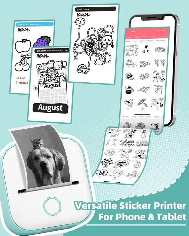 Alt view image 3 of 5 - Memoking T02 Portable Small Printer with 3 Rolls Paper, Sticker Printer Machine for Study, Notes, Pictures, Photos, Journals, DIY and White Sticky Paper