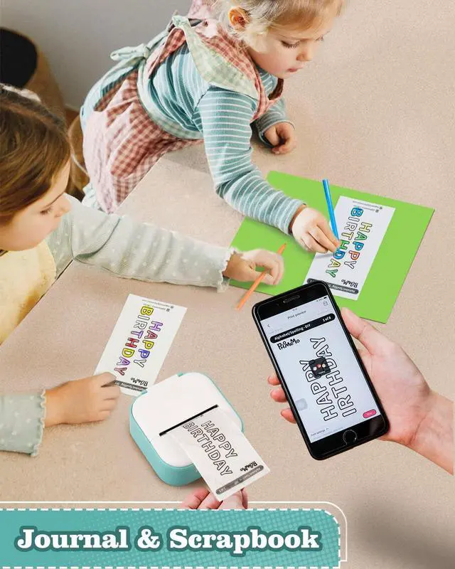 Alt view image 2 of 5 - Memoking T02 Portable Small Printer with 3 Rolls Paper, Sticker Printer Machine for Study, Notes, Pictures, Photos, Journals, DIY and White Sticky Paper