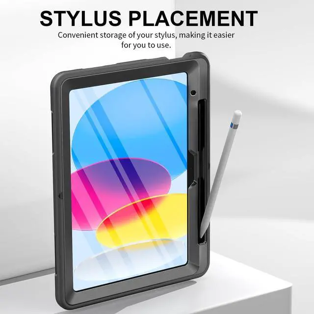 Alt view image 5 of 5 - Case for iPad 10th Generation 2022:Miesherk Stock Military Grade Shockproof Rugged Case for iPad 10th Gen 10.9'' W/Screen Protector,Rotate Stand,Handle,Shoulder Strap,Pen Holder (Black)