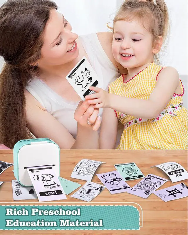 Alt view image 5 of 5 - Memoking T02 Portable Small Printer with 3 Rolls Paper, Sticker Printer Machine for Study, Notes, Pictures, Photos, Journals, DIY and 2-Year White Sticky Paper, Green