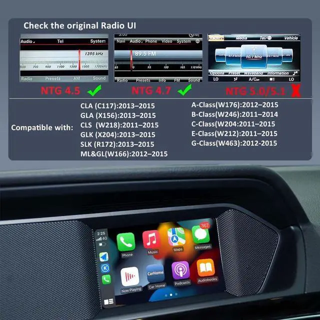 Alt view image 3 of 5 - Wireless Android Auto Receiver for Mercedes Benz A/B/C/E/CLA/GLA/CLS/GLK/ML/GL/SLK 2011-2015 Wireless CarPlay Android Auto for Benz NTG 4.5/4.7 System with Bluetooth, Mirror Link, Camera, USB