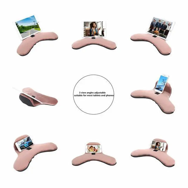 Alt view image 2 of 5 - Soft Pillow for ipads, Multi-Angle Phones&Tablets Pillow Lap Cushion Stand, Universal ipad Tablet Reading Stand Pillow Holder as Gift Idea for ipads, Tablets, EReaders, Smartphones, Magazines(Brown)