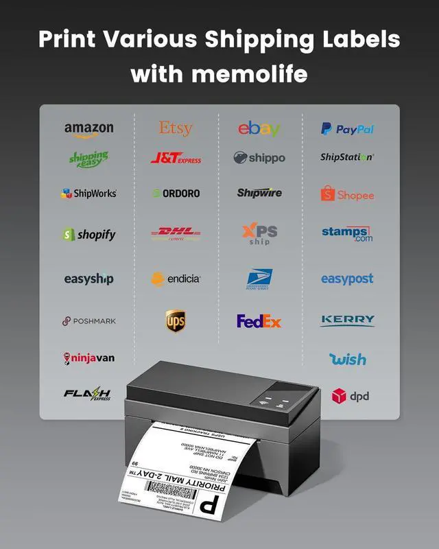 Alt view image 4 of 5 - Phomemo WiFi Thermal Label Printer with 500 PCS White 4"x6" Fan-Fold Labels for Shipping Packages