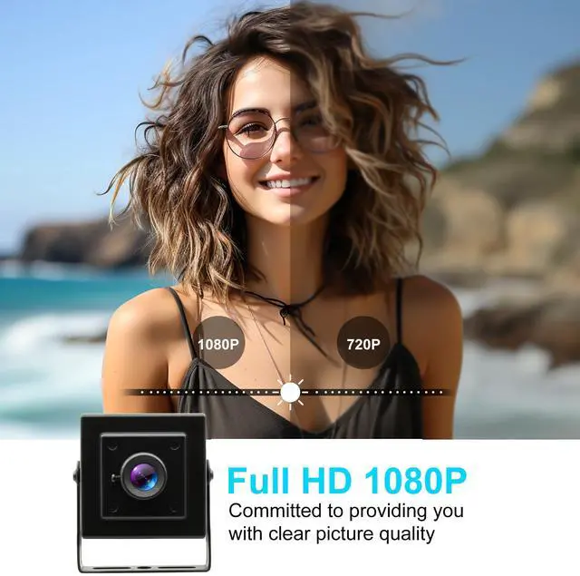 Alt view image 3 of 5 - QILOVE 1080P 30fps Mini USB Camera Wide Angle No Distortion Webcam with Metal Case H.264 0.01Lux Low Light Full HD Surveillance Camera for Windows Android Linux MacOS