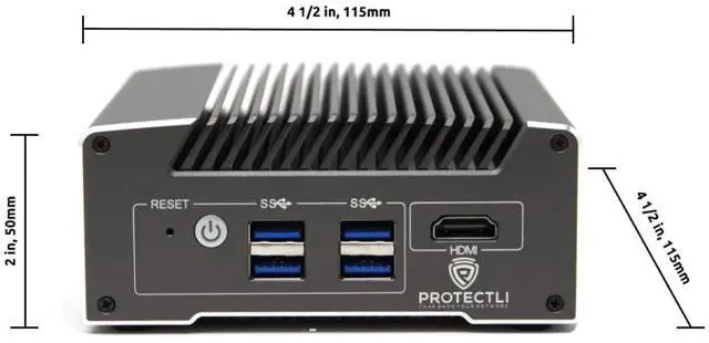 Alt view image 2 of 5 - Protectli Vault V1210-2 Port, Micro Appliance/Mini PC - Intel N5105, 2X 2.5G NICs, 4GB LPDDR RAM on-Board, 32GB eMMC on-Board, 250GB NVMe SSD