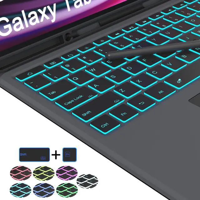 Alt view image 5 of 5 - for 14.6 inch Samsung Galaxy Tab S9 Ultra /S8 Ultra/S10 Ultra Case with Keyboard - Folio Tablet Book Cover with Touchpad - 7 Color Backlit Keyboard Case with S Pen Holder for 14.6" Tab S8/S9/S10 Ultra