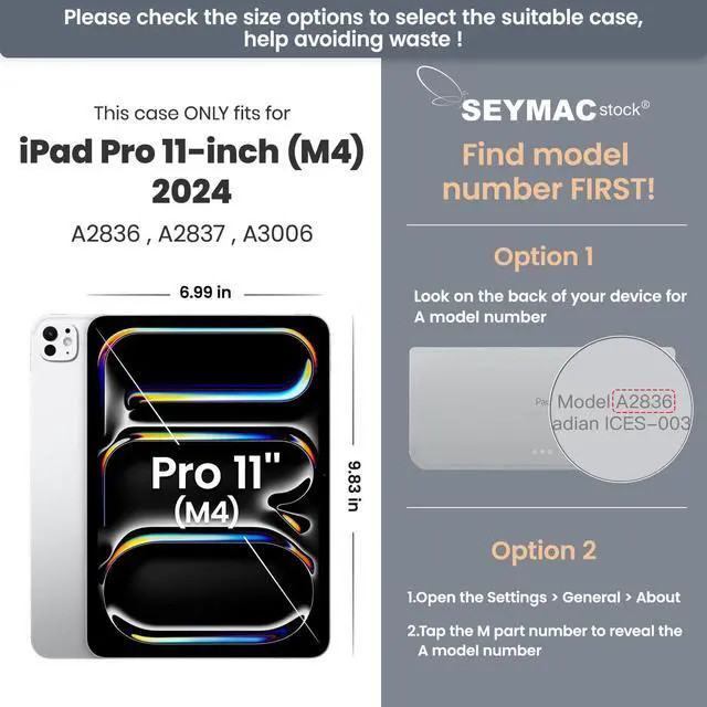 Alt view image 2 of 5 - SEYMAC stock Case for iPad Pro 11 inch Case 2024 (M4), Shockproof Protective with Pencil Holder, Screen Protector, 360deg Rotate Stand, Adjustable Hand Strap, Shoulder Strap, SkyBlue