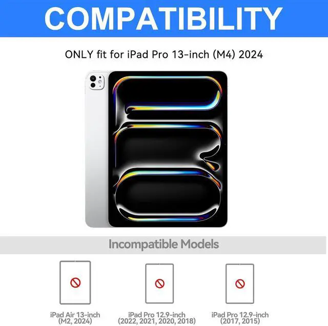 Alt view image 2 of 5 - Keyboard Case for iPad Pro 13-inch (M4) 2024, Touch Keyboard for iPad Pro 13 Case with Trackpad, 360degRotatable & 7 Colors Backlit Wireless Keyboard for iPad Pro M4 Cases with Pen Holder, Rose Gold