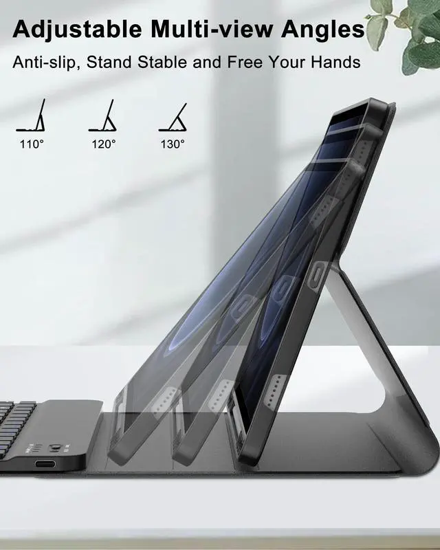 Alt view image 4 of 5 - Keyboard Case for Samsung Galaxy S9 FE Tablet, Galaxy Tab S9 11inch Case with Keyboard, Detachable Wireless Magnetic Keyboard for Samsung Tab S9FE 10.9inch 5G 2023, Smart Case with S Pen Holder, Black