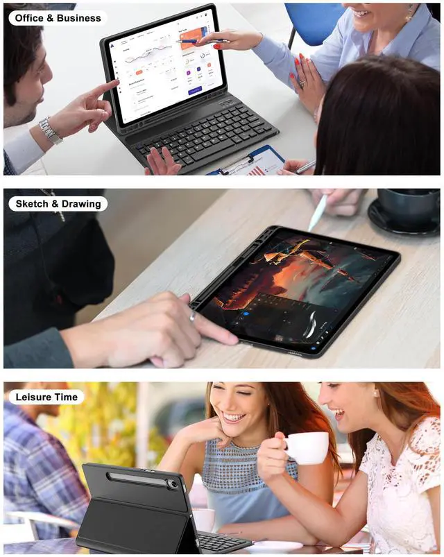 Alt view image 5 of 5 - Keyboard Case for Samsung Galaxy S9 FE Tablet, Galaxy Tab S9 11inch Case with Keyboard, Detachable Wireless Magnetic Keyboard for Samsung Tab S9FE 10.9inch 5G 2023, Smart Case with S Pen Holder, Black
