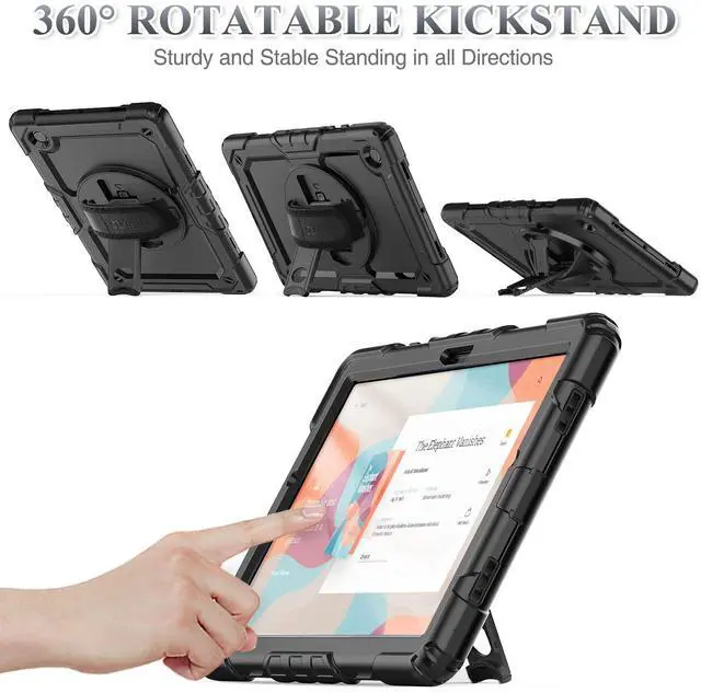 Alt view image 5 of 5 - SEYMAC stock Case for Samsung Galaxy Tab A9+ Plus 11'', Full-Body Drop Protection Case with Screen Protector Pencil Holder [360deg Rotating Hand Strap] &Stand, Black