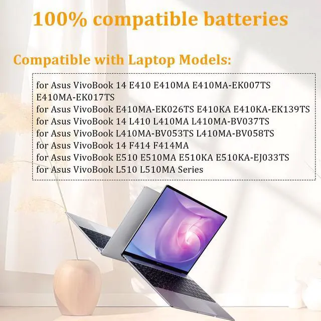 Alt view image 3 of 5 - XCZHEUNP B31N1912 C31N1912 Laptop Battery Replacement for ASUS VivoBook asus 14 E410M E410MA L410M L410MA E410KA F414MA E510MA E510KA L510MA R522MA L410MA-BV058TS E510KA-EJ033TS L510ma-wb04 Series