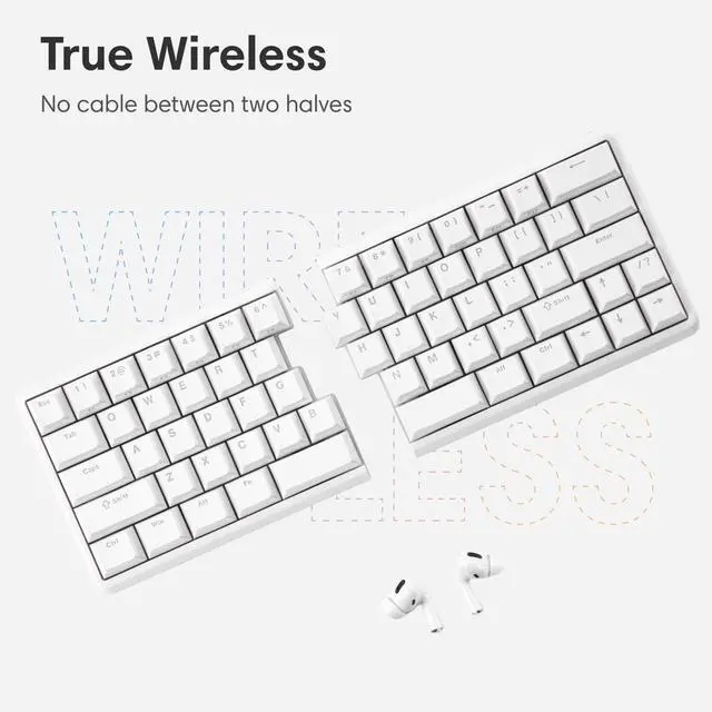 Alt view image 4 of 5 - NocFree Wireless Ergonomic Split Mechanical Keyboard - Tactile, Hot-Swappable, Compact 60% Layout, Programmable for Mac & Windows, PBT Keycaps(Standard Version)