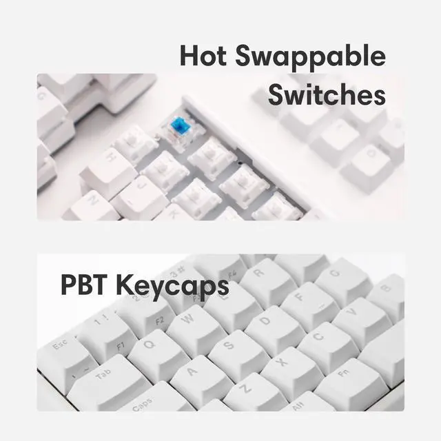 Alt view image 5 of 5 - NocFree Wireless Ergonomic Split Mechanical Keyboard - Tactile, Hot-Swappable, Compact 60% Layout, Programmable for Mac & Windows, PBT Keycaps(Standard Version)