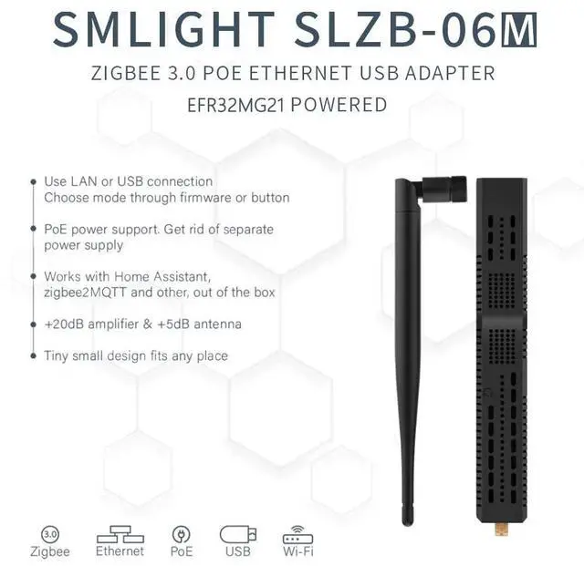 Alt view image 2 of 5 - SMLIGHT SLZB-06M - A Zigbee 3.0 to Ethernet, USB, and WiFi Adapter with PoE Support, Works with Zigbee2MQTT, Home Assistant, ZHA